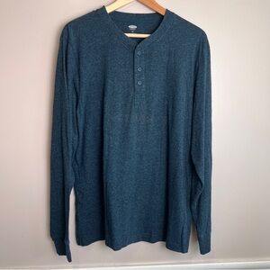 Old Navy Men's Dark Teal Long Sleeve Henley Shirt Size Large EUC